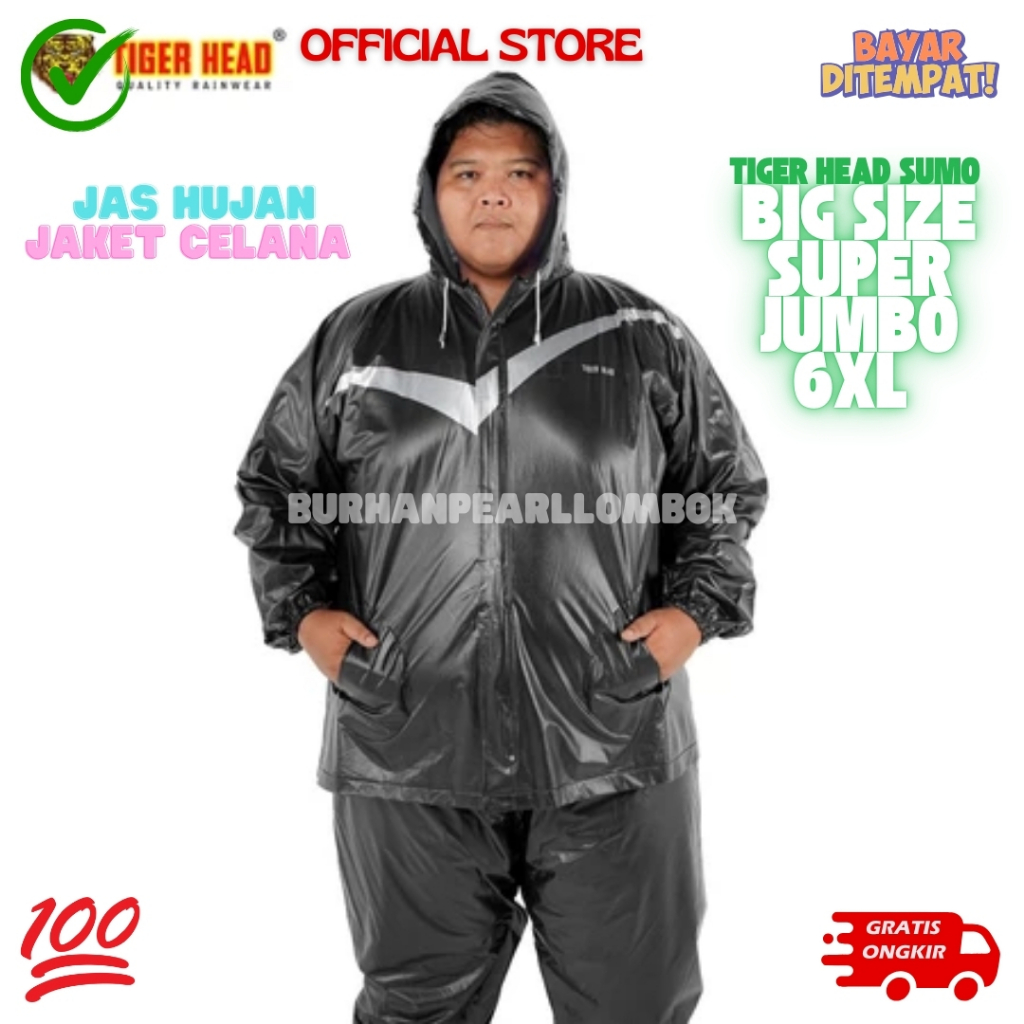 Jas Hujan Tiger Head Sumo 275 Setelan Jaket Celana Size Jumbo Big Size 6XL Mantel Mantol Raincoat