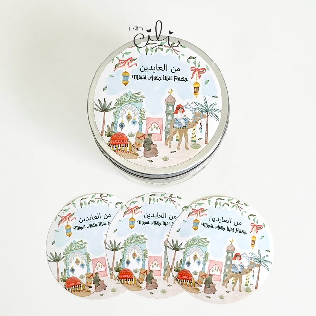 

(SIF142) Stiker idul fitri lebaran CHERIKA untuk toples paperbag dus kotak iamcili diameter 8cm [32 pcs]
