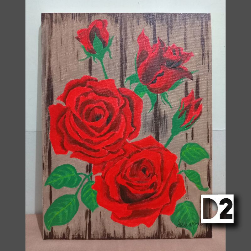 Lukisan Bunga Mawar 30x40 Kanvas Akrilik