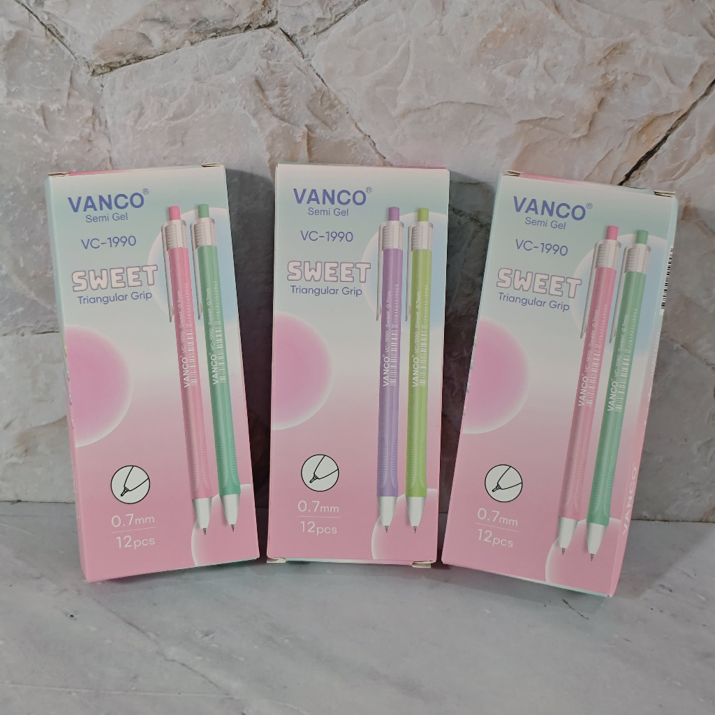 

SELUSIN ( 12 PCS ) Pulpen Cetekan Segitiga Vanco VC-1980 / VC-1990 0.7mm