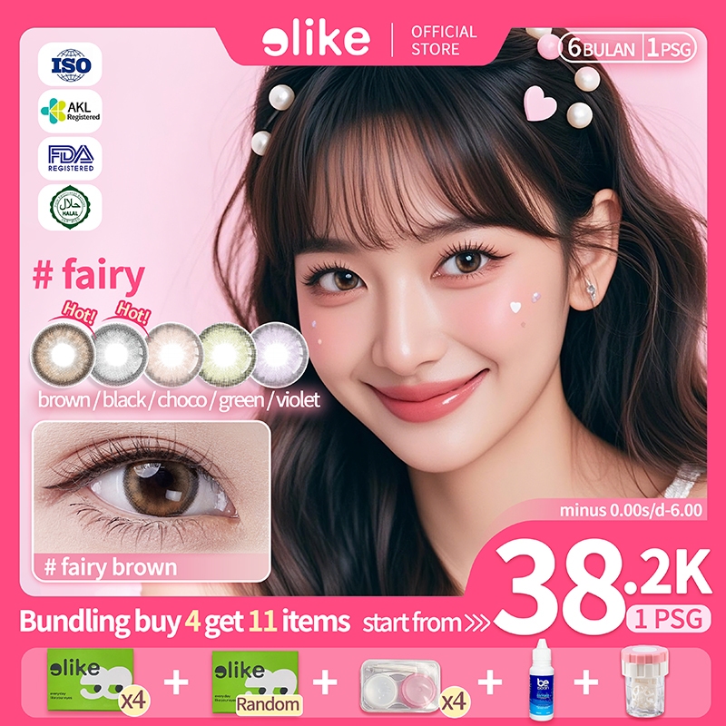 Elike fairy series lensa kontak warna diameter 14.2mm 1 pasang softlens mata soflent normal/minus/ (