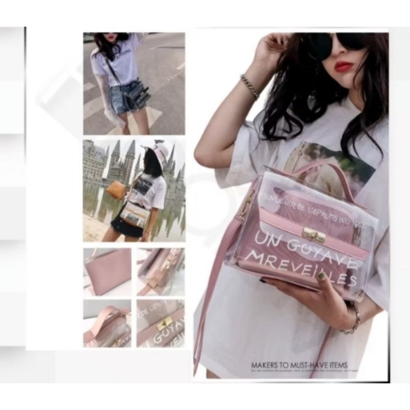 BISA COD TAS SELEMPANG WANITA, TAS SELEMPANG TRANSPARAN, SLING BAG, HAND BAG KOREA, SLING BAG KOREA,