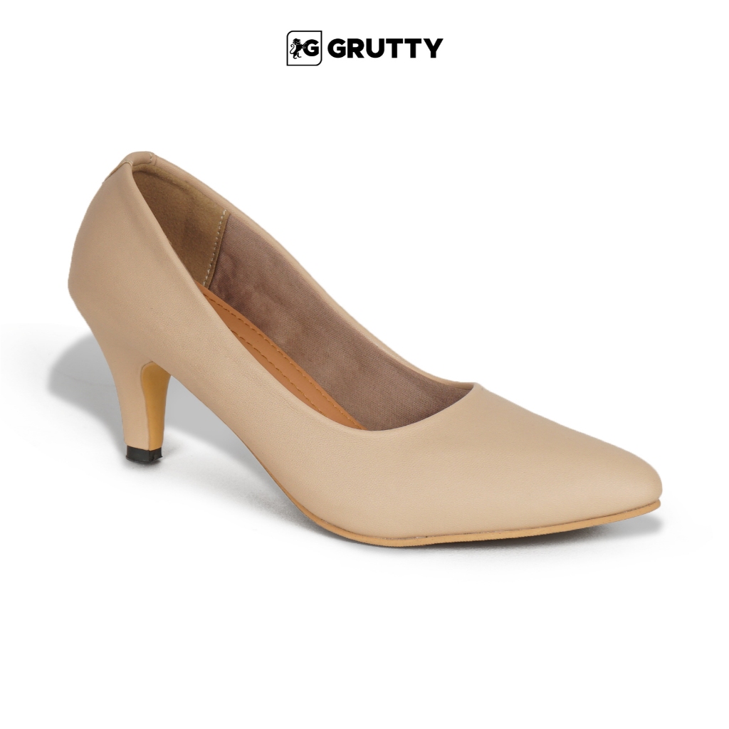 Grutty Sepatu Hak Tinggi Wanita Sepatu Heels wanita Tinggi heels 7cm Cream