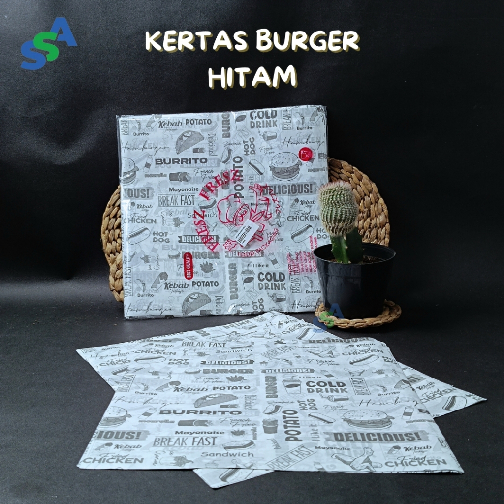 KERTAS BURGER HITAM / KERTAS BURGER / KERTAS BURGER ANTI LENGKET