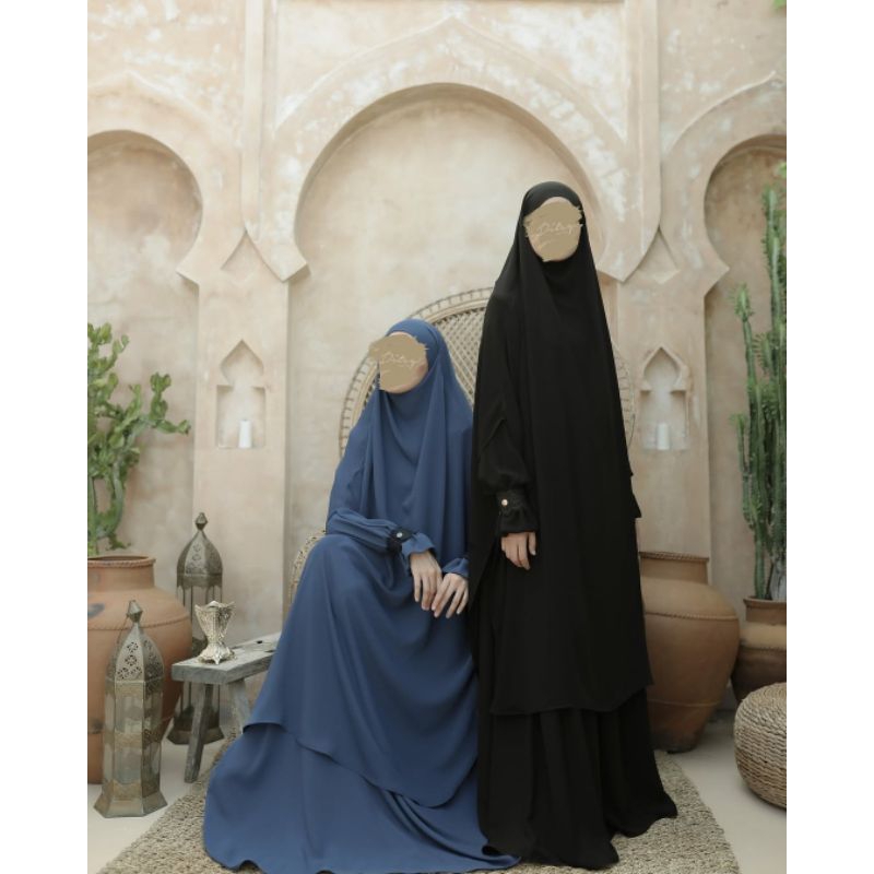 Ditsy Khimar SHAIMA French Khimar bahan Mina dan maira jetblack