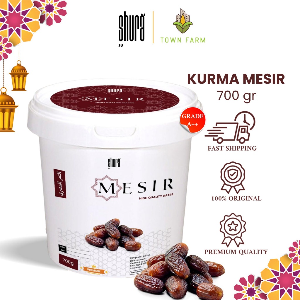 

Shura Kurma Mesir 700gr Kemasan Ember Egyptian king Dates Premium Legit Lembut Original High Quality