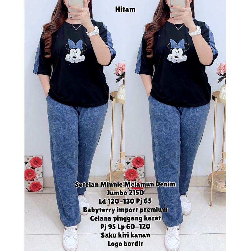 2150 SETELAN CP MINNIE LD120-130 BABYTERRY WANITA|SETELAN SANTAI|ONE SET CELANA PANJANG