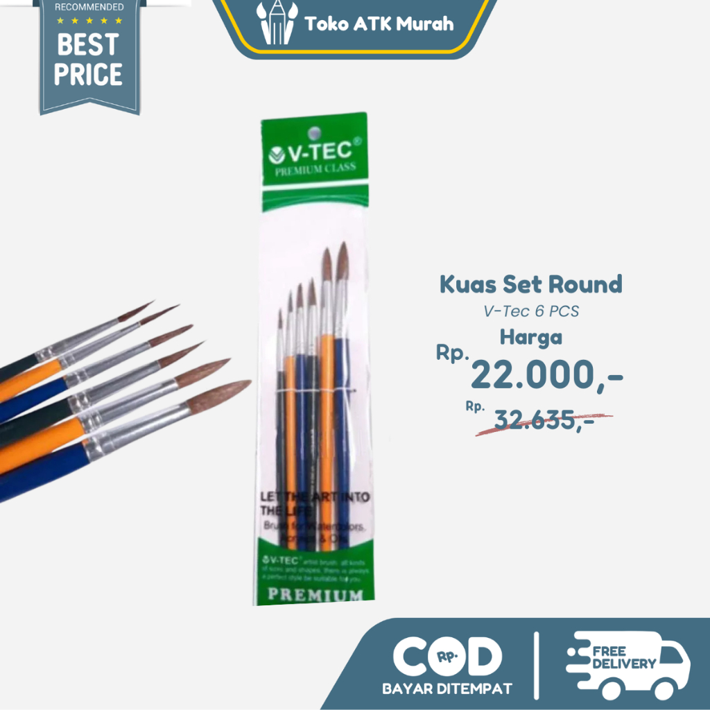 

Kuas V-tec Artist Brushes VT-252 A/6 set 6