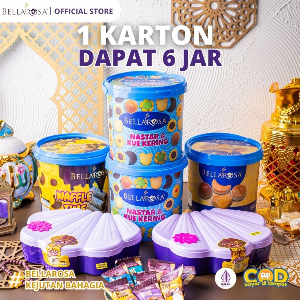

( DAPAT 6 JAR ) Paket 1 Karton ISI 6 JAR Kue & Snack Lebaran Bellarosa Ramadhan Kue Lebaran
