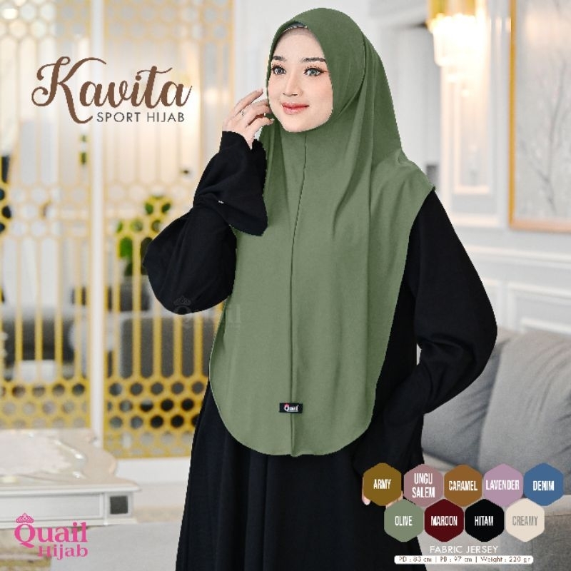 Jilbab Instan Bergo Jumbo Jersey Original Quail Hijab KAVITA