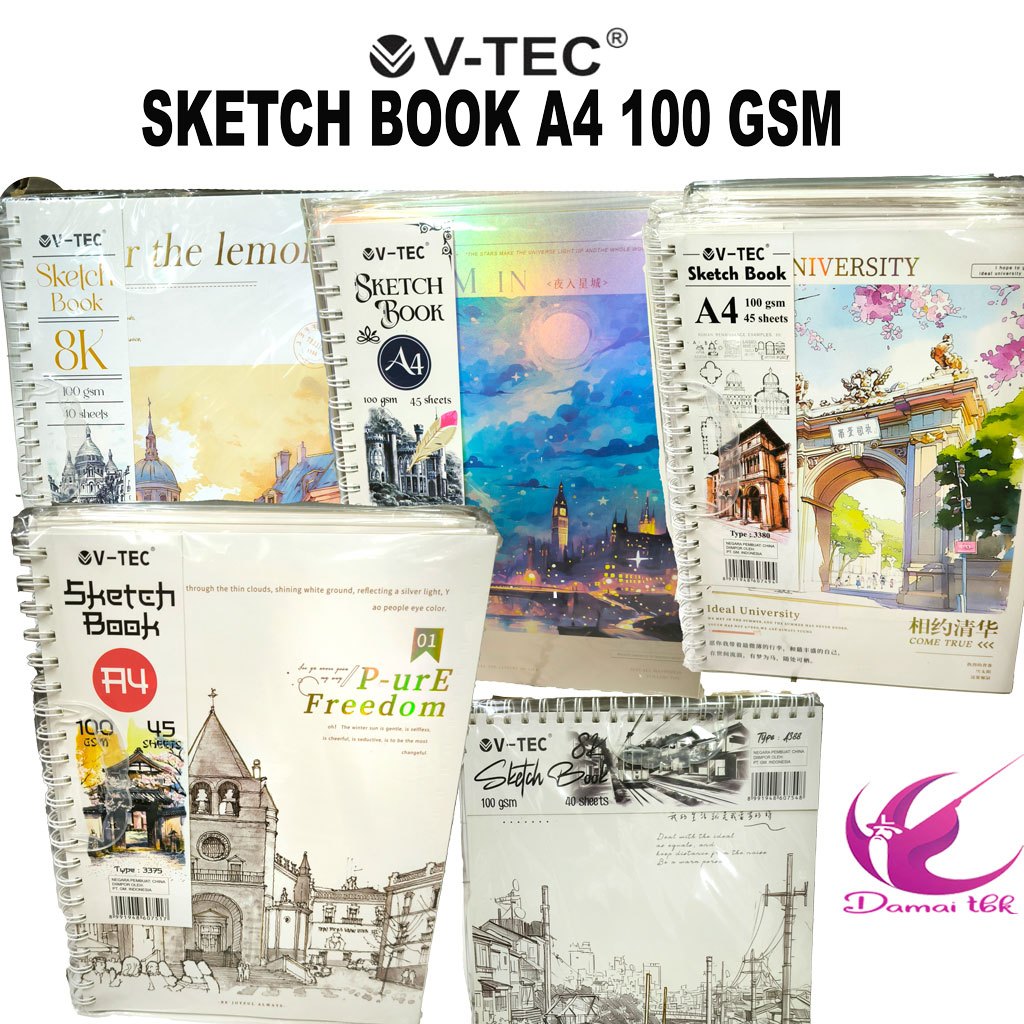 

Sketch Book Ring 100 Gsm A4 V-Tec