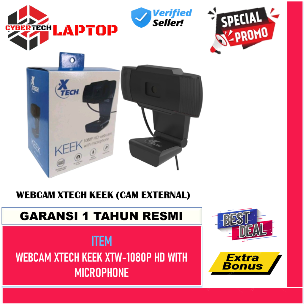 Webcam External XTECH Keek XTW-1080P HD With Microphone - Kamera Eksternal Laptop
