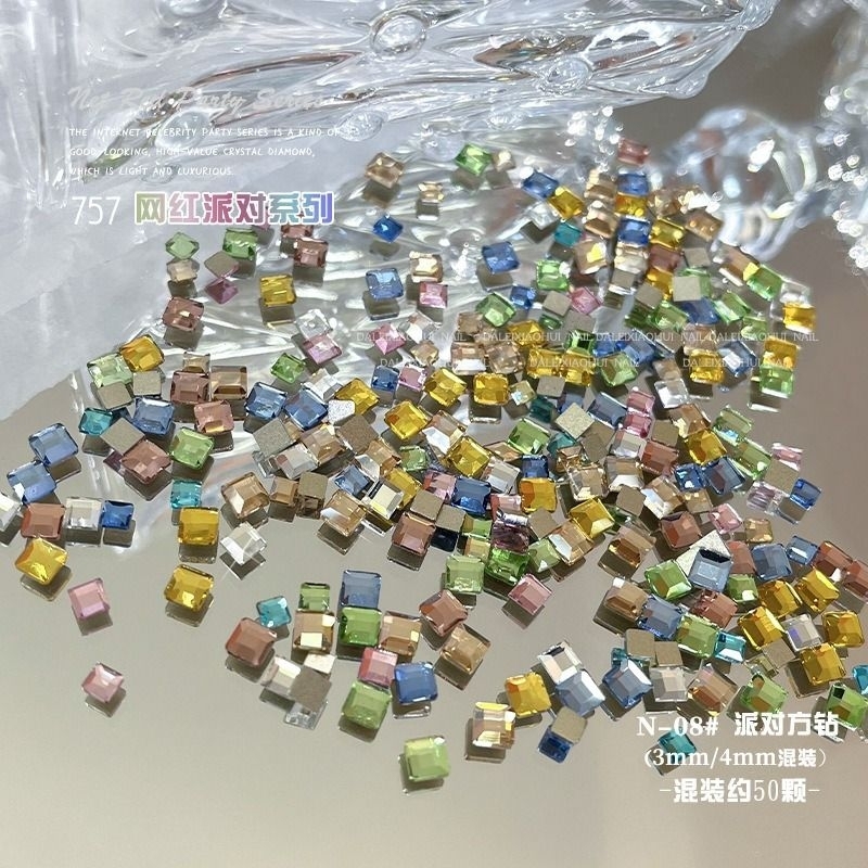 GNA - Isi 50 pcs Aksesoris Kuku Motif Bintang - Hiasan Nail Art Star Warna Warni - Aksesoris Nail Ar