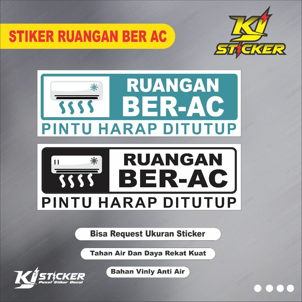 

Promo Stiker Ruangan Ber Ac / Stiker Ruangan AC/ Bahan Vinyl Glossy (Anti Air/Tahan Air)
