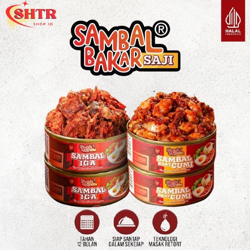 

Sambal Bakar Saji Paket 4 Pcs - Sambal Bakar Iga / Baby Cumi / Ayam 140g / 100% Halal