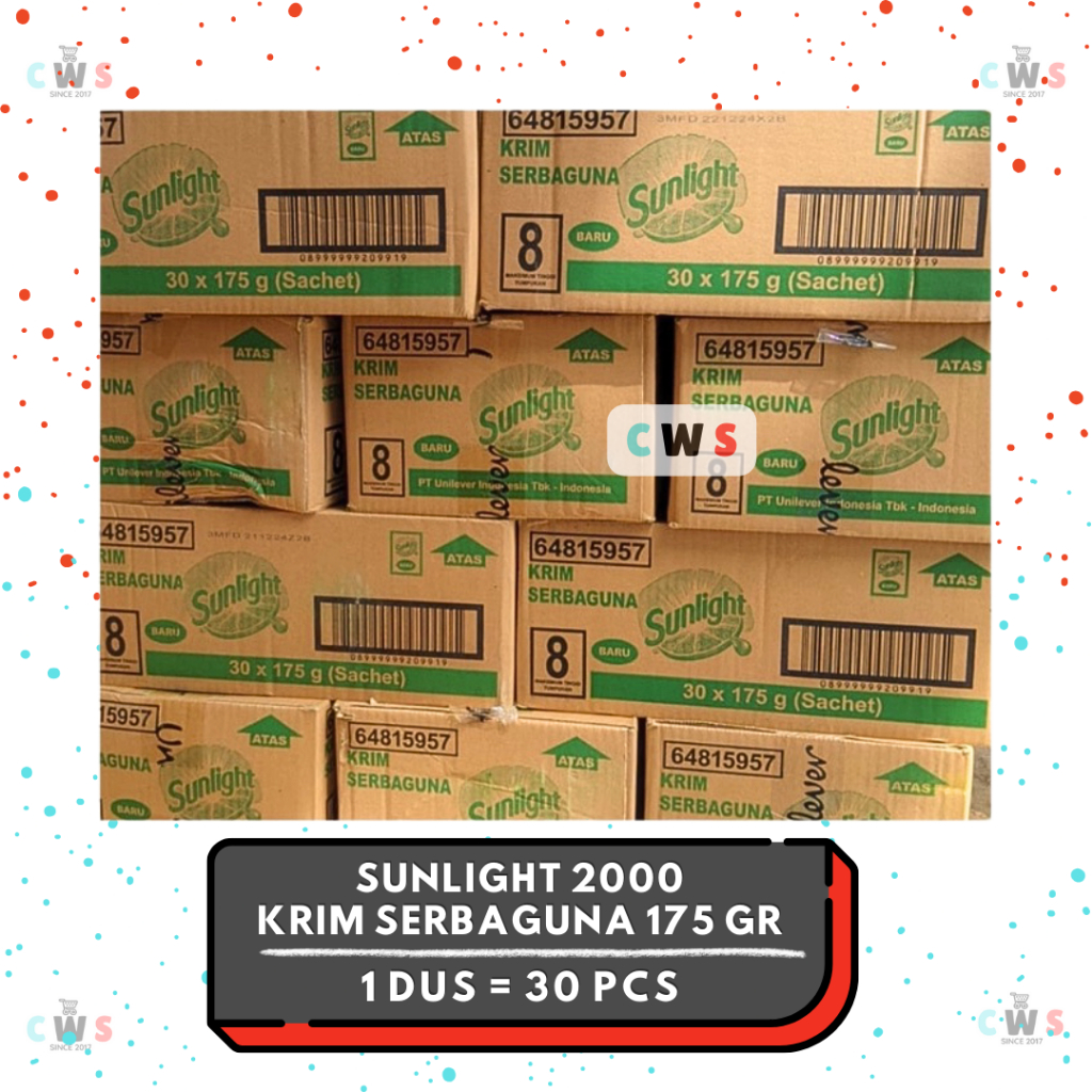 SUNLIGHT Krim Serbaguna Creme 2000 Lebih Wangi Tidak Panas di Tangan Sachet 175 gr - 1 Dus / 30 Pcs