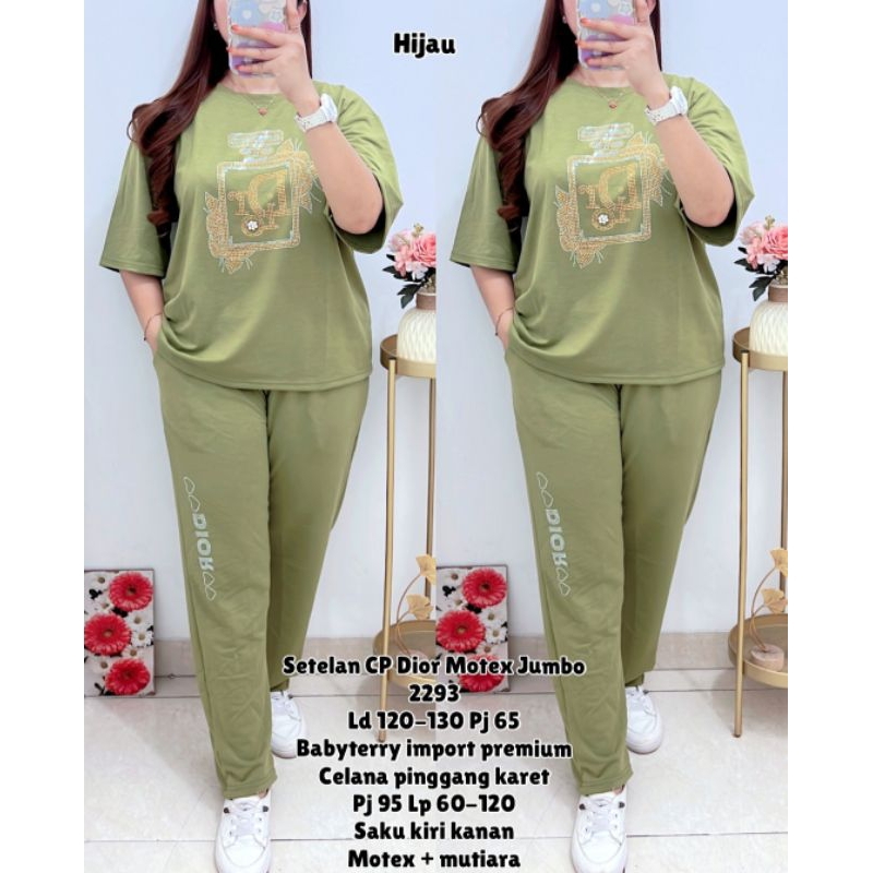 Setelan wanita jumbo XXL babyterry bordir dewasa