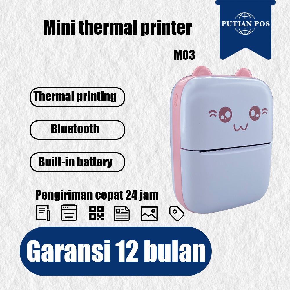 PUTIAN POS Mini Thermal Printer Foto, Printer Label M03 Bluetooth Thermal Printer