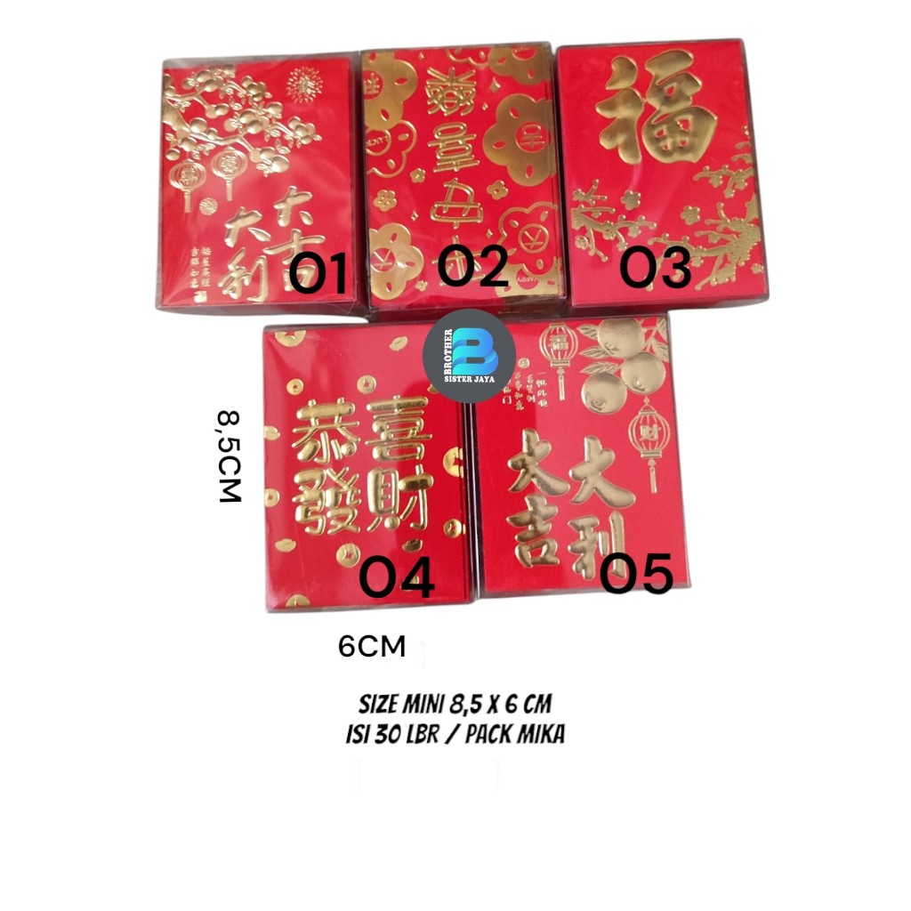 

Angpau merah mini box mika isi 30 lbr