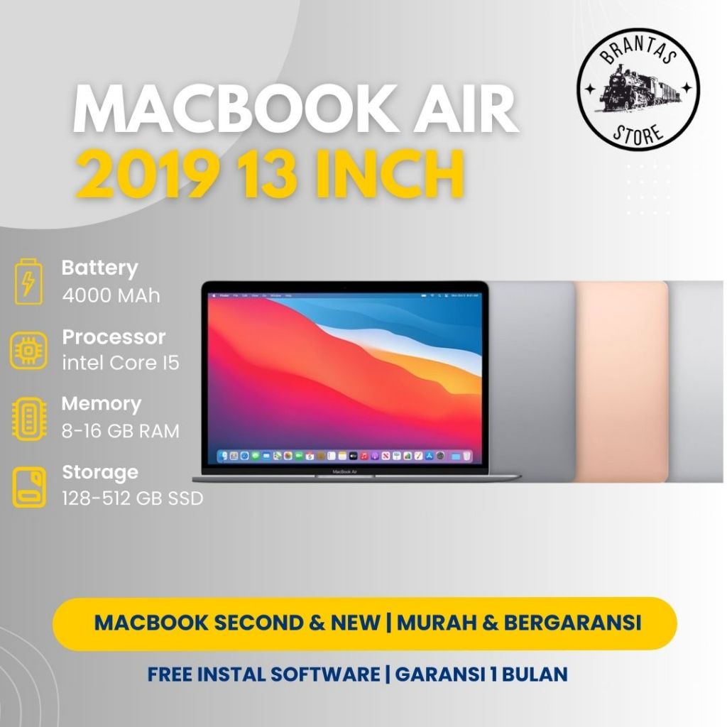 Macbook Air 2019 13 INCH ORIGINAL SECOND LIKE NEW MULUS PERFECT RAM 8GB SSD 128/256GB