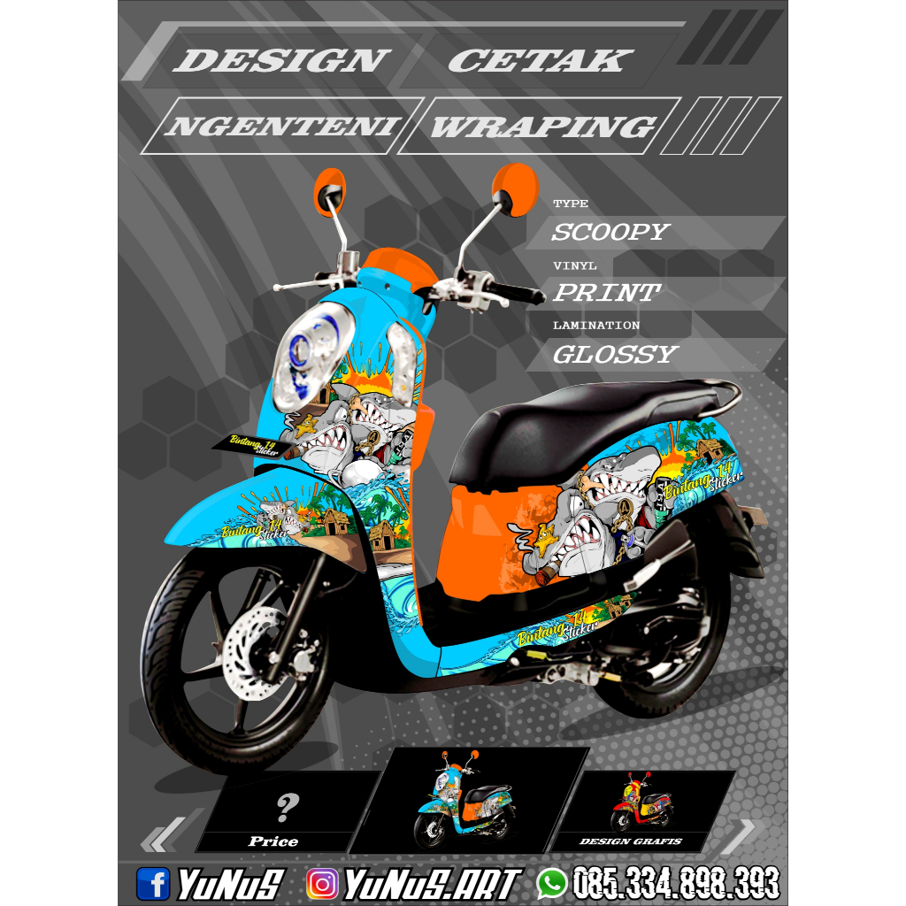Decal Sticker Scoopy full body premium Maxdecal Scoopy 2014-2017