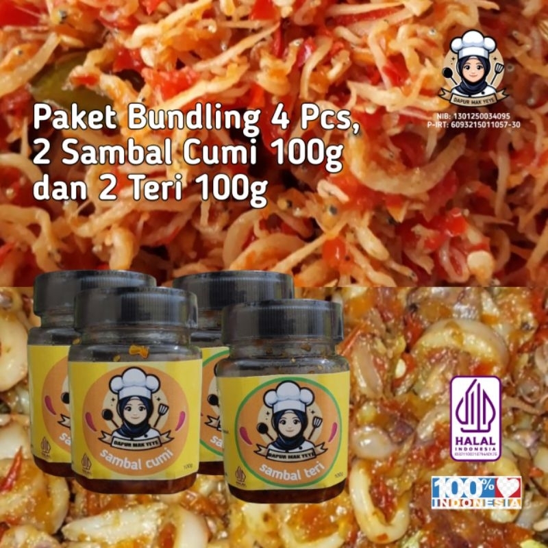 

Paket Bundling 2 Pcs Sambal Cumi 100g dan 2 Pcs Sambal Teri 100g Dapur Mak Yeye