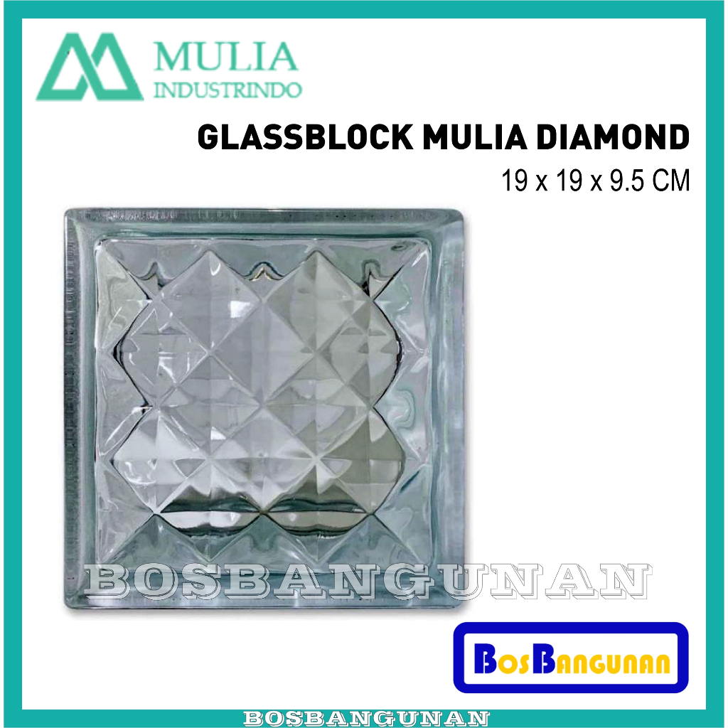 MULIA Glass Block DIAMOND / Balok Kaca MULIA DIAMOND 19x19x9.5CM / Kaca Glass Block