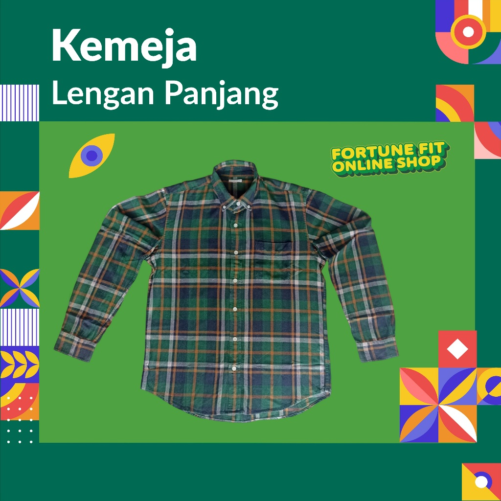 Kemeja Flannel Pria Premium Branded Lengan Panjang Second