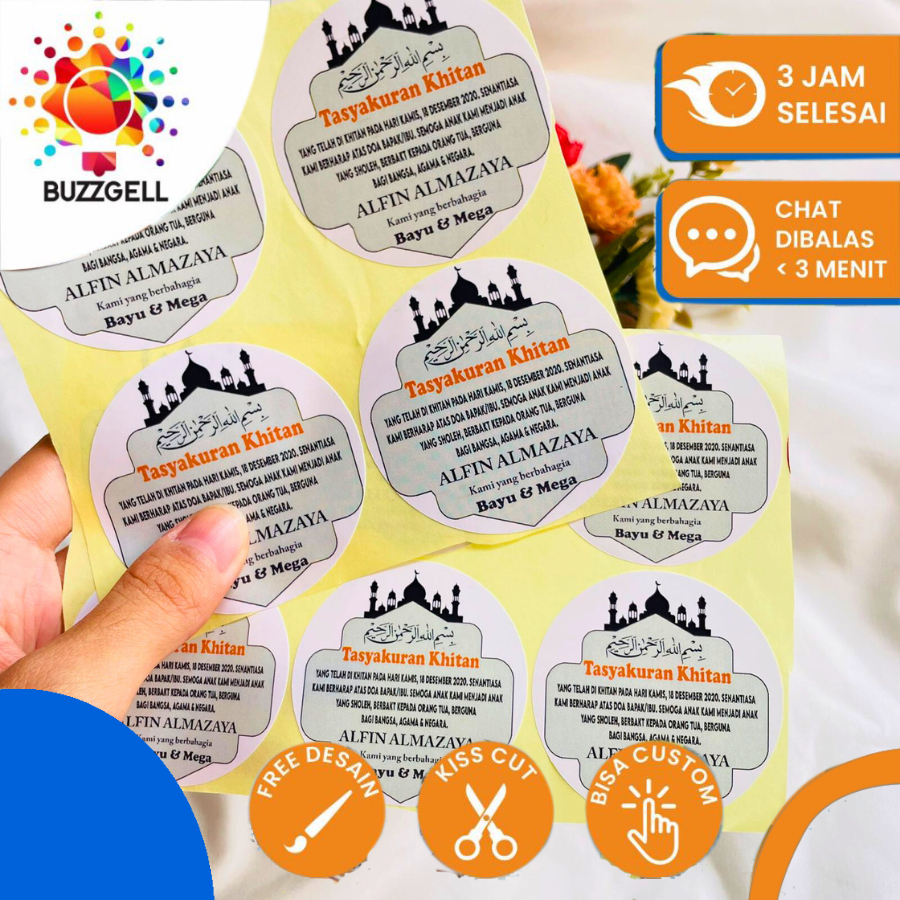 

2-6 Stiker khitan chromo Stiker Tasyakuran Khitan Murah Custom