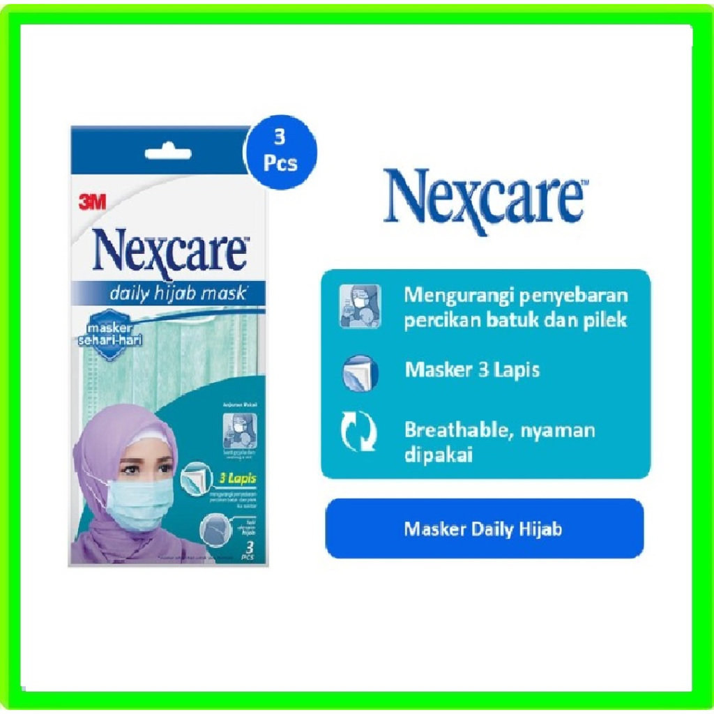 Masker 3M Nexcare Daily Hijab MD-10 isi 3 Masker Berjilbab Mask Kesehatan MD10