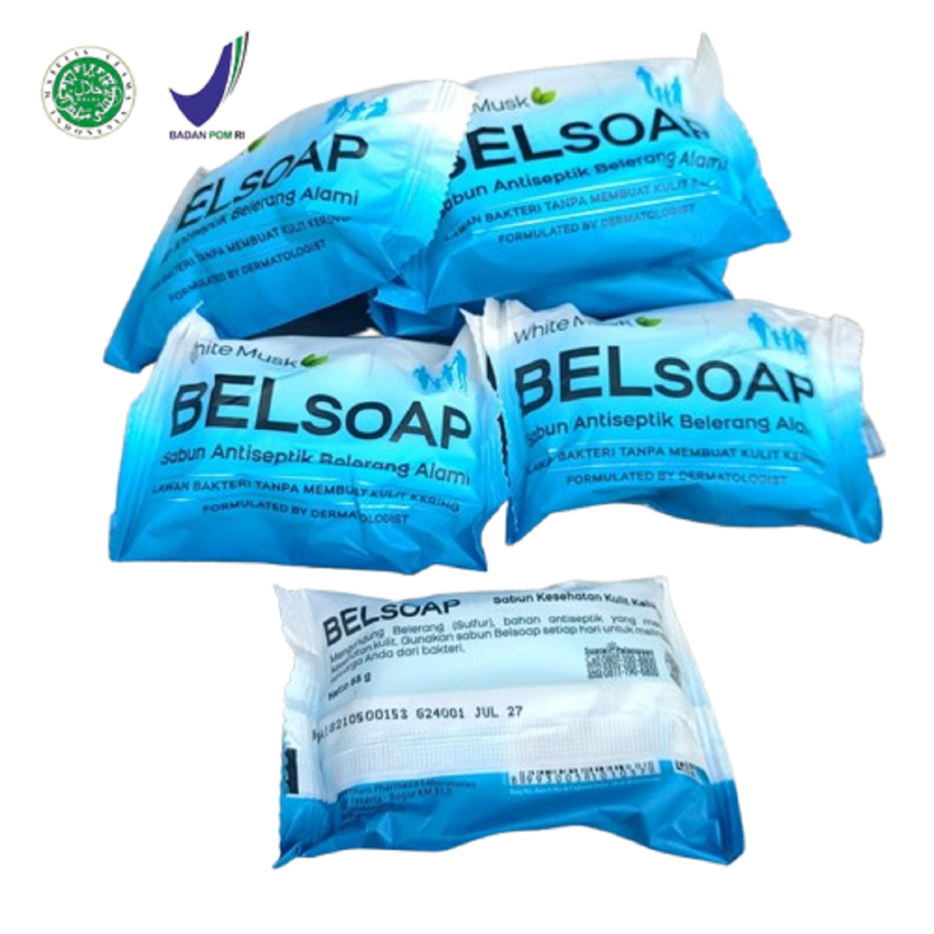 sabun sulfur white musk 65gram sabun anti septik belerang alami bpom halal barcode