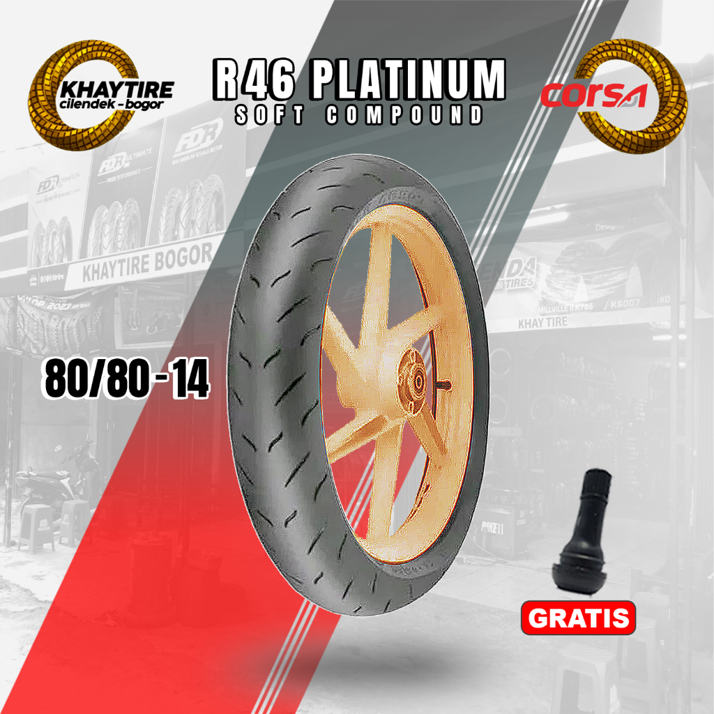 Sepasang/Satuan Ban Motor Matic Soft Compound Corsa Platinum R46 Ring 14 Tubeless