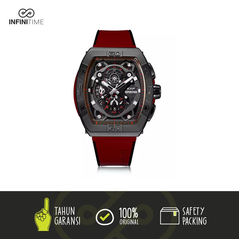 Jam Tangan Expedition EXP 6800 E6800 E 6800 Red Black Pria