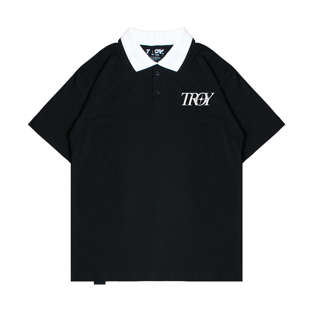 Troy Company Cotton Rugby Polo Shirt Black Sparkle - Kaos Polo Hitam PR 3004