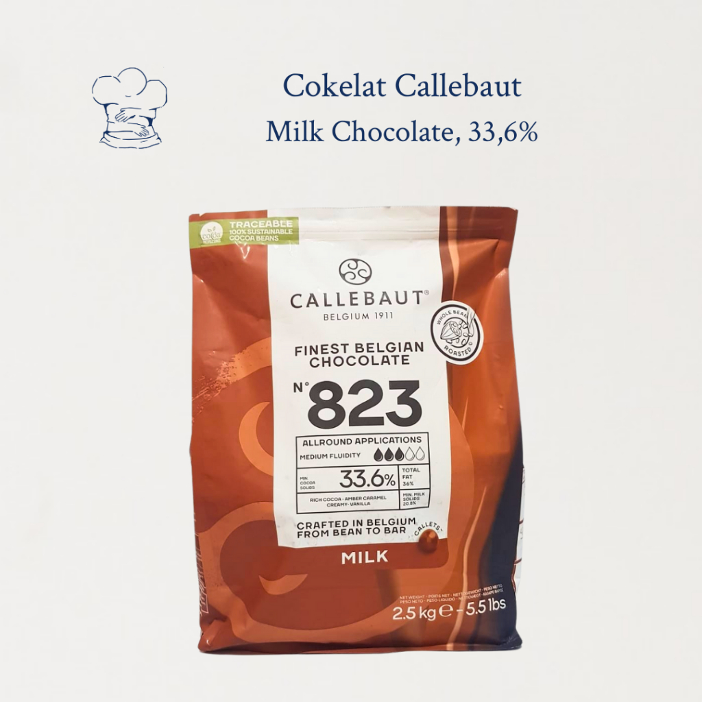 

Callebaut Milk Chocolate 33,6% - 823 (Kemasan Asli 2,5kg), Coklat Couverture Premium