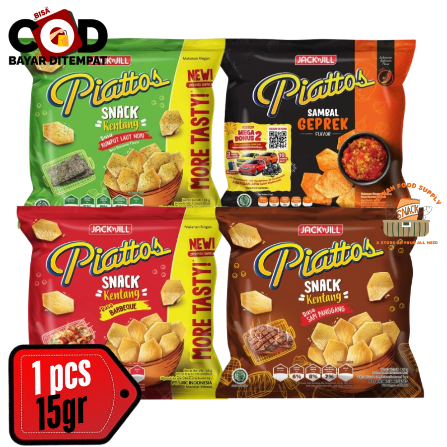 

[ BERKAH ] Piattos Keripik Kentang 15gr Sapi panggang Rumput Laut Nori Sambal Geprek Bbq Piatos Snack Cemilan Anak Halal