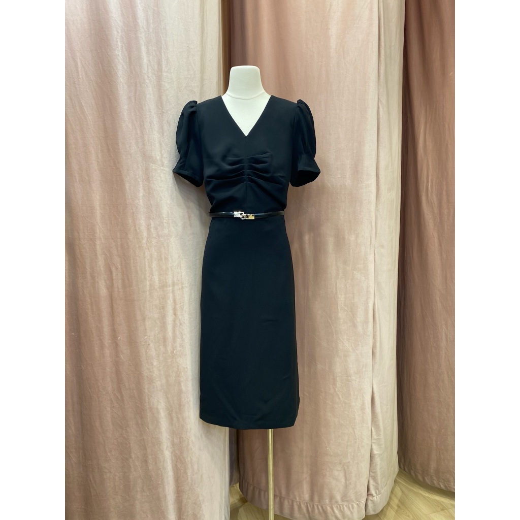 Christabel Dress /Midi Dress Formal Wanita V-neck Lengan Pendek