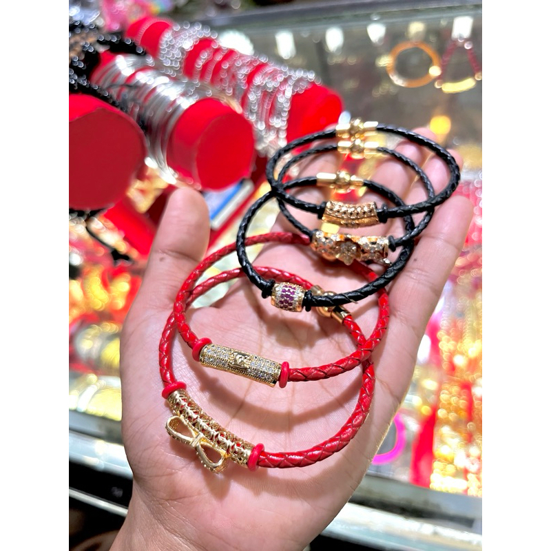 gelang pandora kulit lapis emas