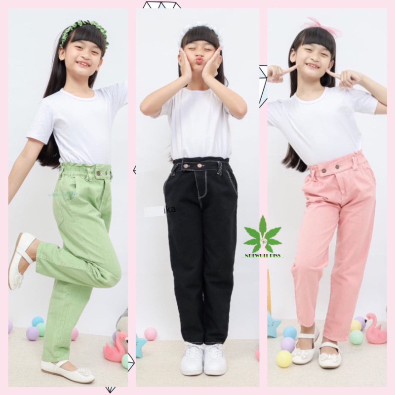 BOYFRIEND JEANS MOZZA ANAK 7-12 TAHUN / DELONIK BOYFRIEND JEANS WARNA / BOYFRIEND PENSIL JEANS ANAK 