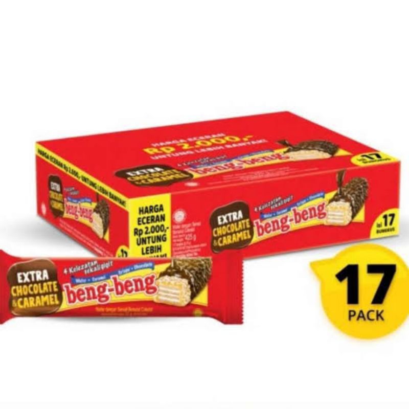 

Beng Beng Extra Chocolate Caramel 1 box isi 17 pcs