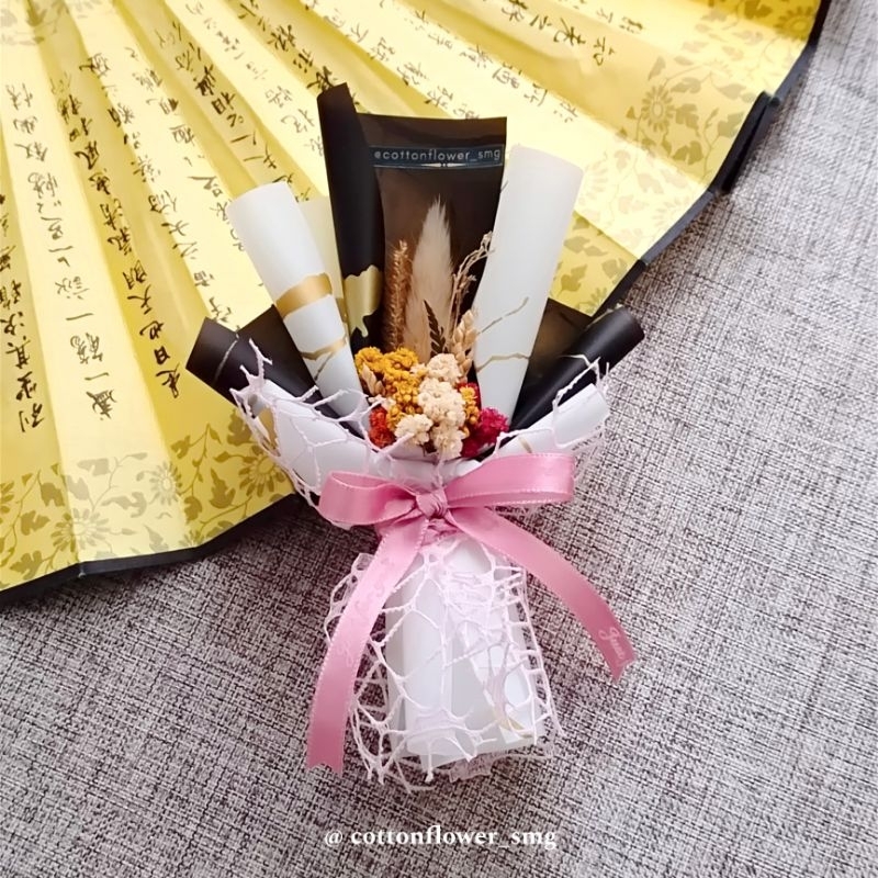 Mini buket bunga kering / kado buket bunga kering / buket edelweis