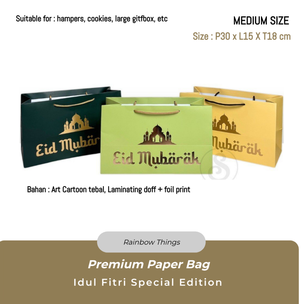 

Premium Paper bag Idul Fitri Foil Kue uk 30 x 15 x 18cm