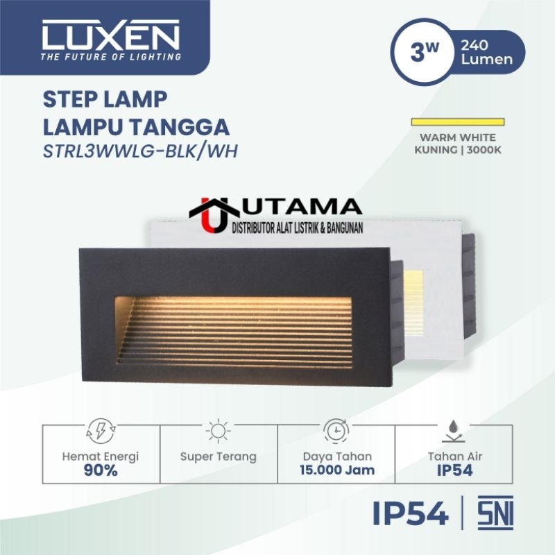 LUXEN step lamp alumunium ( lampu tangga) daya 3 watt warm white
