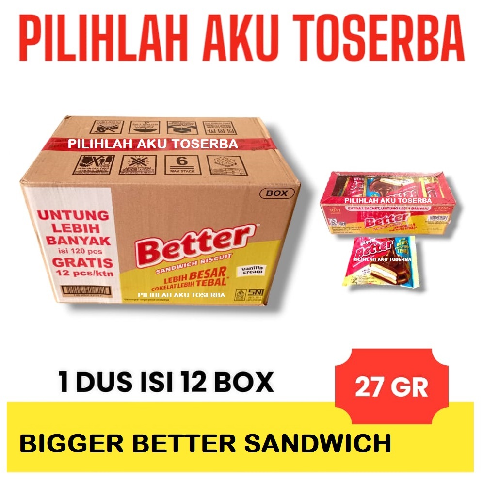 

Biskuit Roma BIGGER BETTER Sandwich kemasan BOX - ( HARGA 1 DUS )