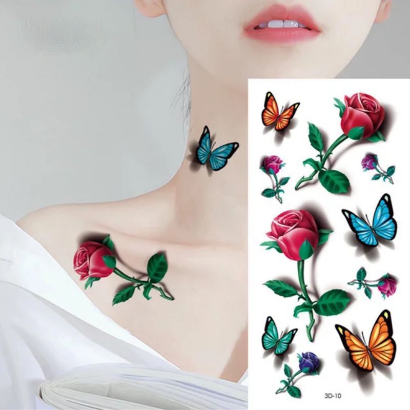 Tato Temporer Tato Temporary Tahan Air Anti Air Sementara Seri QC - 609 Bunga Anggrek Kupuk