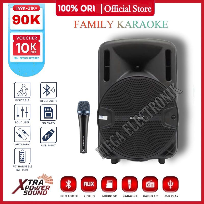 Speaker Bluetooth Karaoke Super Bass Ukuran Jumbo Bonus Mic Party Light Salon Aktif Besar