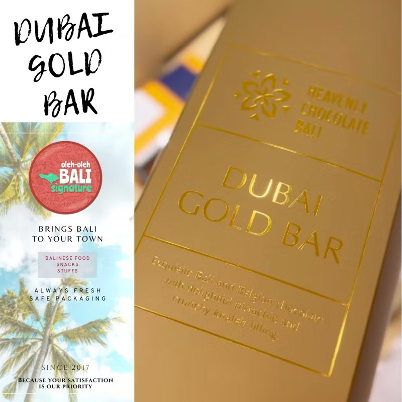 

Dubai Gold Bar Pistachio Chocolate by Heavenly Chocolate Bali (Khusus Instant Service Gojek/Grab)