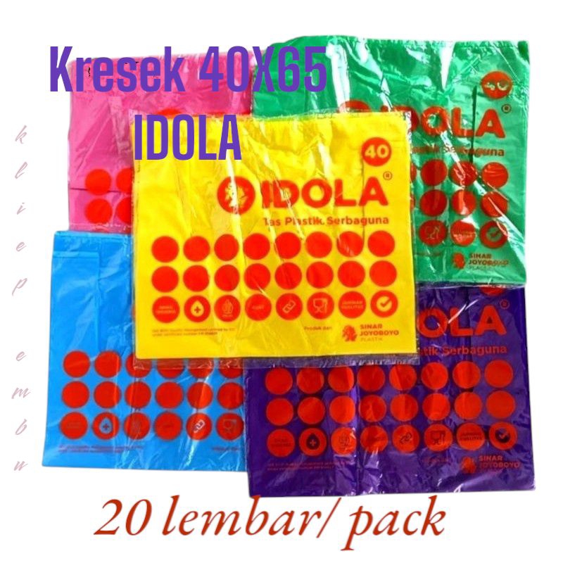 IDOLA Plastik Kresek Besar Jumbo Warna Stabilo Merk Idola Uk 40x65