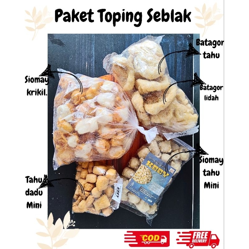 

Paket Murah Toping Seblak isi 4 bungkus Batagor lidah siomay krikil tahu dadu batagor tahu batagor ikan kering
