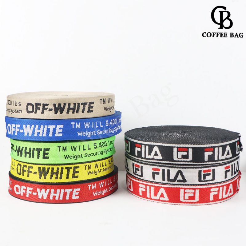 

[CB] Pita Webing Polyster 2 Varian OFF WHITE AND FILA Jual Per Roll Aksesoris Tas Dekorasi Kerajinan.
